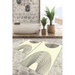 Viyana Home Dijital Baskılı Kaymaz Tabanlı Yıkanabilir 2'li Set Banya Halısı Klozet Takımı Paspas VHKZ-SD-905 - Krem - 129