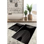 Viyana Home Dijital Baskılı Kaymaz Tabanlı Yıkanabilir 2'li Set Banya Halısı Klozet Takımı Paspas VHKZ-SD-906 - Siyah - 130