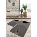 Viyana Home Dijital Baskılı Kaymaz Tabanlı Yıkanabilir 2'li Set Banya Halısı Klozet Takımı Paspas VHKZ-SD-908 - Gri