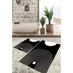 Viyana Home Dijital Baskılı Kaymaz Tabanlı Yıkanabilir 2'li Set Banya Halısı Klozet Takımı Paspas VHKZ-SD-910 - Renkli - 8