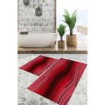Viyana Home Dijital Baskılı Kaymaz Tabanlı Yıkanabilir 2'li Set Banya Halısı Klozet Takımı Paspas VHKZ-SD-912 - Kırmızı