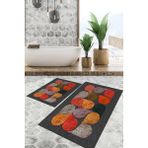 Viyana Home Dijital Baskılı Kaymaz Tabanlı Yıkanabilir 2'li Set Banya Halısı Klozet Takımı Paspas VHKZ-SD-915 - Renkli - 12