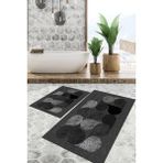 Viyana Home Dijital Baskılı Kaymaz Tabanlı Yıkanabilir 2'li Set Banya Halısı Klozet Takımı Paspas VHKZ-SD-916 - Gri - 56