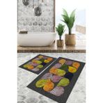Viyana Home Dijital Baskılı Kaymaz Tabanlı Yıkanabilir 2'li Set Banya Halısı Klozet Takımı Paspas VHKZ-SD-917 - Renkli - 57