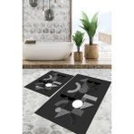 Viyana Home Dijital Baskılı Kaymaz Tabanlı Yıkanabilir 2'li Set Banya Halısı Klozet Takımı Paspas VHKZ-SD-928 - Renkli - 16