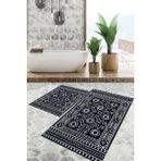 Viyana Home Dijital Baskılı Kaymaz Tabanlı Yıkanabilir 2'li Set Banya Halısı Klozet Takımı Paspas VHKZ-SD-929 - Renkli