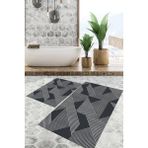 Viyana Home Dijital Baskılı Kaymaz Tabanlı Yıkanabilir 2'li Set Banya Halısı Klozet Takımı Paspas VHKZ-SD-937 - Vizon - 59