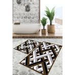 Viyana Home Dijital Baskılı Kaymaz Tabanlı Yıkanabilir 2'li Set Banya Halısı Klozet Takımı Paspas VHKZ-SD-939 - Kahverengi