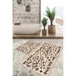 Viyana Home Dijital Baskılı Kaymaz Tabanlı Yıkanabilir 2'li Set Banya Halısı Klozet Takımı Paspas VHKZ-SD-947 - Renkli - 40