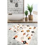 Viyana Home Dijital Baskılı Kaymaz Tabanlı Yıkanabilir 2'li Set Banya Halısı Klozet Takımı Paspas VHKZ-SD-953 - Renkli - 34