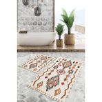 Viyana Home Dijital Baskılı Kaymaz Tabanlı Yıkanabilir 2'li Set Banya Halısı Klozet Takımı Paspas VHKZ-SD-954 - Bej