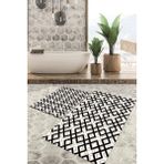 Viyana Home Dijital Baskılı Kaymaz Tabanlı Yıkanabilir 2'li Set Banya Halısı Klozet Takımı Paspas VHKZ-SD-966 - Beyaz