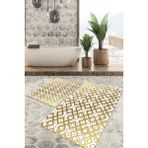 Viyana Home Dijital Baskılı Kaymaz Tabanlı Yıkanabilir 2'li Set Banya Halısı Klozet Takımı Paspas VHKZ-SD-967 - Gold - 131