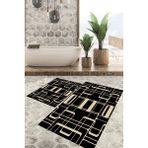 Viyana Home Dijital Baskılı Kaymaz Tabanlı Yıkanabilir 2'li Set Banya Halısı Klozet Takımı Paspas VHKZ-SD-969 - Siyah