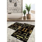 Viyana Home Dijital Baskılı Kaymaz Tabanlı Yıkanabilir 2'li Set Banya Halısı Klozet Takımı Paspas VHKZ-SD-974 - Renkli - 38