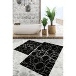 Viyana Home Dijital Baskılı Kaymaz Tabanlı Yıkanabilir 2'li Set Banya Halısı Klozet Takımı Paspas VHKZ-SD-979 - Gri