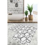 Viyana Home Dijital Baskılı Kaymaz Tabanlı Yıkanabilir 2'li Set Banya Halısı Klozet Takımı Paspas VHKZ-SD-980 - Beyaz