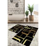 Viyana Home Dijital Baskılı Kaymaz Tabanlı Yıkanabilir 2'li Set Banya Halısı Klozet Takımı Paspas VHKZ-SD-984 - Gold - 151