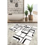 Viyana Home Dijital Baskılı Kaymaz Tabanlı Yıkanabilir 2'li Set Banya Halısı Klozet Takımı Paspas VHKZ-SD-985 - Eskitme Gri