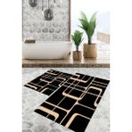 Viyana Home Dijital Baskılı Kaymaz Tabanlı Yıkanabilir 2'li Set Banya Halısı Klozet Takımı Paspas VHKZ-SD-986 - Siyah - 152