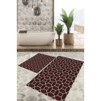 Viyana Home Dijital Baskılı Kaymaz Tabanlı Yıkanabilir 2'li Set Banya Halısı Klozet Takımı Paspas VHKZ-SD-989 - Bordo