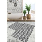 Viyana Home Dijital Baskılı Kaymaz Tabanlı Yıkanabilir 2'li Set Banya Halısı Klozet Takımı Paspas VHKZ-SD-991 - Gri - 154