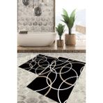 Viyana Home Dijital Baskılı Kaymaz Tabanlı Yıkanabilir 2'li Set Banya Halısı Klozet Takımı Paspas VHKZ-SD-992 - Siyah - 71
