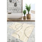 Viyana Home Dijital Baskılı Kaymaz Tabanlı Yıkanabilir 2'li Set Banya Halısı Klozet Takımı Paspas VHKZ-SD-995 - Krem - 73