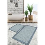 Viyana Home Dijital Baskılı Kaymaz Tabanlı Yıkanabilir 2'li Set Banya Halısı Klozet Takımı Paspas VHKZ-SD-997 - Mavi