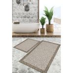 Viyana Home Dijital Baskılı Kaymaz Tabanlı Yıkanabilir 2'li Set Banya Halısı Klozet Takımı Paspas VHKZ-SD-998 - Kahverengi - 155