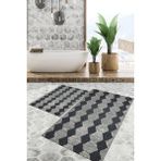 Viyana Home Dijital Baskılı Kaymaz Tabanlı Yıkanabilir 2'li Set Banya Halısı Klozet Takımı Paspas Vhkz-Sm-12 - Gri - 148