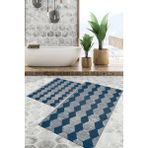 Viyana Home Dijital Baskılı Kaymaz Tabanlı Yıkanabilir 2'li Set Banya Halısı Klozet Takımı Paspas Vhkz-Sm-13 - Renkli - 44