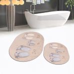 Viyana Home Dijital Baskılı Kaymaz Yıkanabilir Oval Ikili Banyo Paspas Klozet Takımı, V-O-Klozet-16-Renkli,