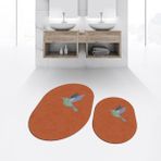 Viyana Home Dijital Baskılı Kaymaz Yıkanabilir Oval Ikili Banyo Paspas Klozet Takımı, V-O-Klozet-36-Turuncu, - Renkli