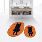 Viyana Home Dijital Baskılı Kaymaz Yıkanabilir Oval Ikili Banyo Paspas Klozet Takımı, V-O-Klozet-39-Turuncu, - 40 x 60 cm - 60 x 100 cm
