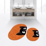 Viyana Home Dijital Baskılı Kaymaz Yıkanabilir Oval Ikili Banyo Paspas Klozet Takımı, V-O-Klozet-40-Turuncu, - Renkli