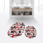 Viyana Home Dijital Baskılı Kaymaz Yıkanabilir Oval Ikili Banyo Paspas Klozet Takımı, V-O-Klozet-44-Kırmızı, - 40 x 60 cm - 60 x 100 cm