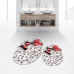Viyana Home Dijital Baskılı Kaymaz Yıkanabilir Oval Ikili Banyo Paspas Klozet Takımı, V-O-Klozet-45-Kırmızı, - Renkli