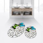 Viyana Home Dijital Baskılı Kaymaz Yıkanabilir Oval Ikili Banyo Paspas Klozet Takımı, V-O-Klozet-45-Renkli,