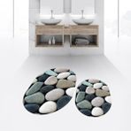 Viyana Home Dijital Baskılı Kaymaz Yıkanabilir Oval Ikili Banyo Paspas Klozet Takımı, V-O-Klozet-46-Renkli,