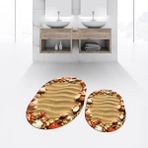 Viyana Home Dijital Baskılı Kaymaz Yıkanabilir Oval Ikili Banyo Paspas Klozet Takımı, V-O-Klozet-47-Renkli,