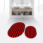 Viyana Home Dijital Baskılı Kaymaz Yıkanabilir Oval Ikili Banyo Paspas Klozet Takımı, V-O-Klozet-50-Kırmızı, - Renkli