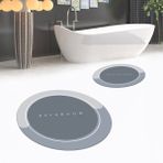 Viyana Home Dijital Baskılı Kaymaz Yıkanabilir Yuvarlak Ikili Banyo Paspas Klozet Takımı, V-Y-Klozet-01-Gri, - 40 x 60 cm - 60 x 100 cm