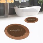 Viyana Home Dijital Baskılı Kaymaz Yıkanabilir Yuvarlak Ikili Banyo Paspas Klozet Takımı, V-Y-Klozet-02-Kahve, - Kahverengi - 40 x 60 cm - 60 x 100 cm
