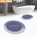 Viyana Home Dijital Baskılı Kaymaz Yıkanabilir Yuvarlak Ikili Banyo Paspas Klozet Takımı, V-Y-Klozet-02-Mavi, - Renkli
