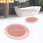 Viyana Home Dijital Baskılı Kaymaz Yıkanabilir Yuvarlak Ikili Banyo Paspas Klozet Takımı, V-Y-Klozet-02-Pembe, - Renkli