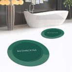 Viyana Home Dijital Baskılı Kaymaz Yıkanabilir Yuvarlak Ikili Banyo Paspas Klozet Takımı, V-Y-Klozet-02-Yeşil, - Renkli