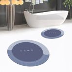 Viyana Home Dijital Baskılı Kaymaz Yıkanabilir Yuvarlak Ikili Banyo Paspas Klozet Takımı, V-Y-Klozet-03-Mavi, - 60 x 100 cm