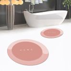Viyana Home Dijital Baskılı Kaymaz Yıkanabilir Yuvarlak Ikili Banyo Paspas Klozet Takımı, V-Y-Klozet-03-Pembe, - Renkli