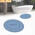 Viyana Home Dijital Baskılı Kaymaz Yıkanabilir Yuvarlak Ikili Banyo Paspas Klozet Takımı, V-Y-Klozet-04-Mavi, - 40 x 60 cm - 60 x 100 cm